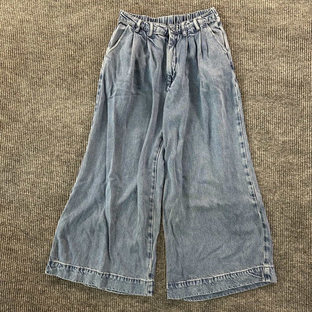 YFB Young Fabulous Broke Wide Leg Culottes Pants M Blue Lyocell Modal Pleated